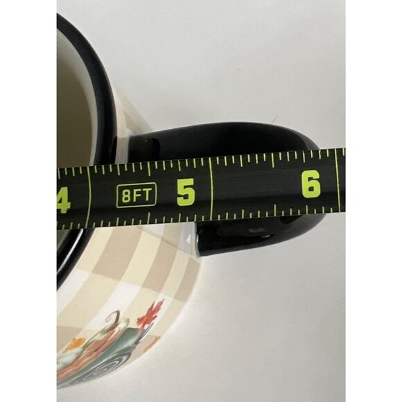 Vintage-Inspired Fall Truck Mug 16 Oz Cream/Black Buffalo Check Farmhouse Core - Picture 8 of 9